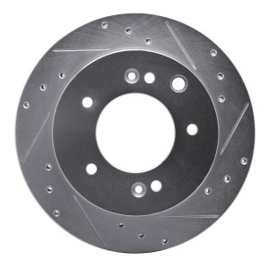 Kia Sorento Brake Rotor (1) - Rear Right - R1 Concepts - Drilled & Slotted - Silver - `03-`06